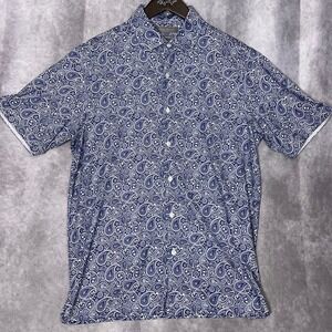 Daniel Cremieux Signature Collection Performance Blue Paisley Shirt Mens Medium